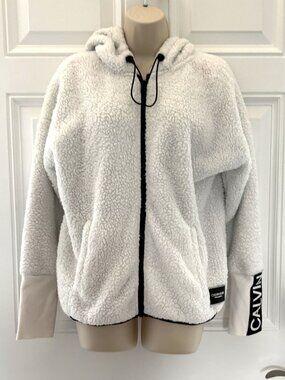 White Calvin Klein Hooded Fleece